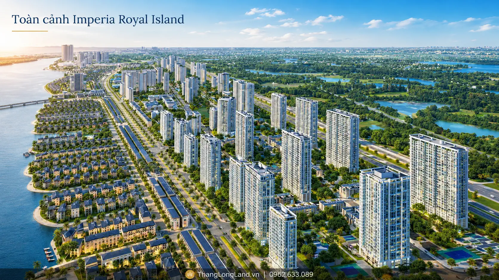 Phối cảnh dự án Imperia Royal Island từ trên cao.